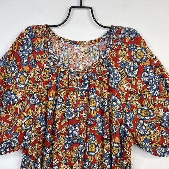 Faherty Carmel Linen Blend Belted Midi Dress Red Desert Bloom Flowy Classic XXL - Picture 4 of 17